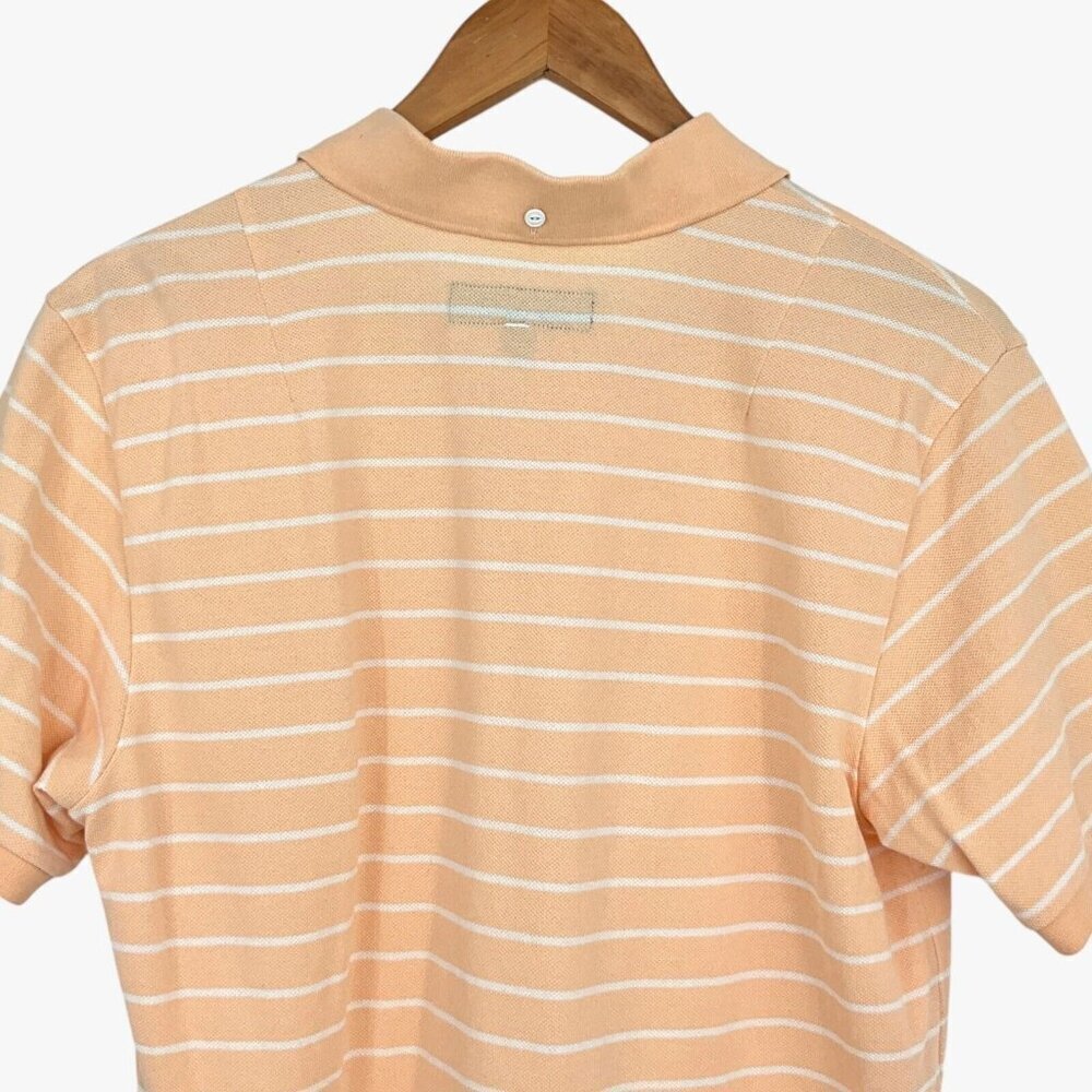 Rag & Bone Size M Polo Shirt Orange Striped Short Sleeve Collared Cotton Blend - Picture 5 of 9